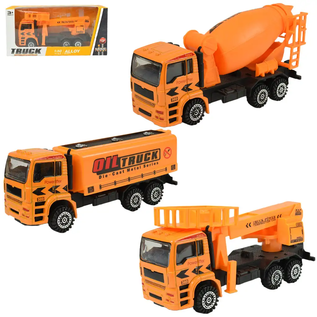 Truck: Fém építőipari járművek többféle változatban 19cm kép 1