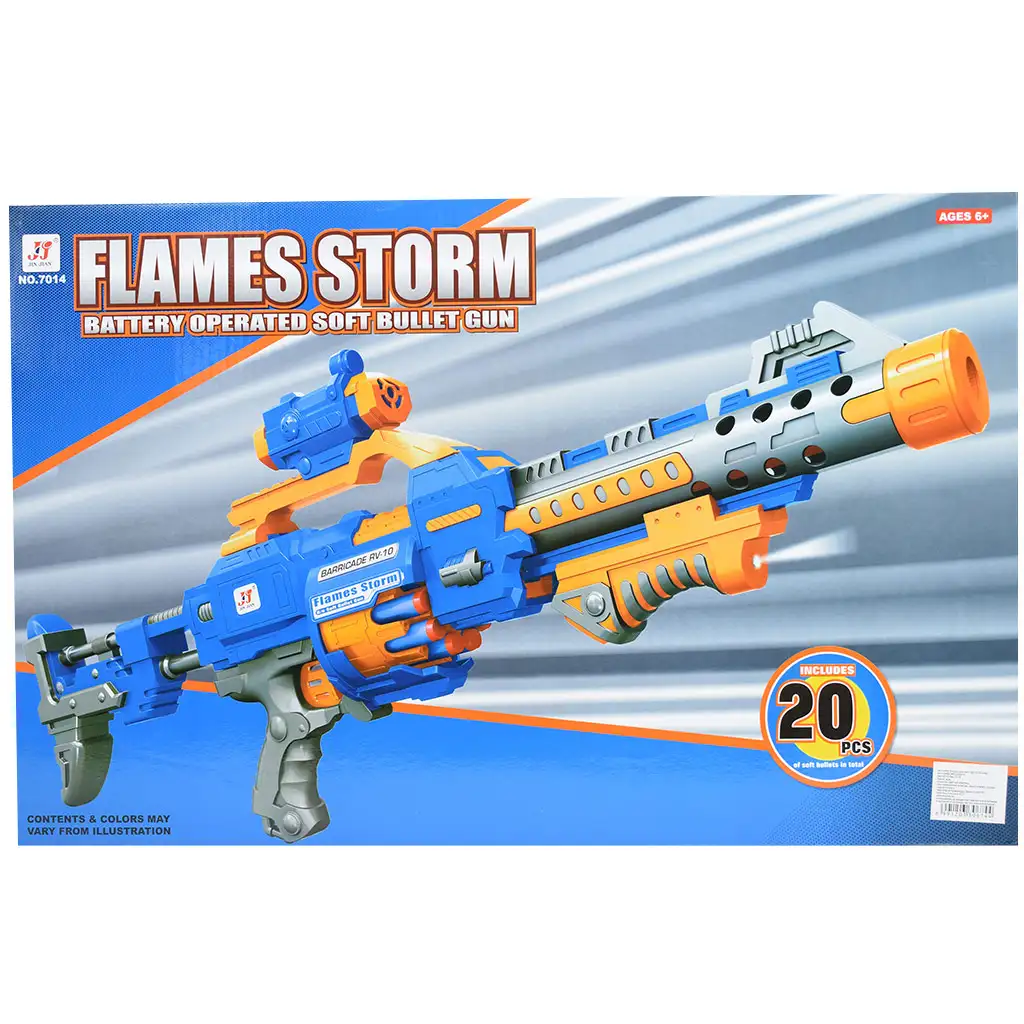 Flames Storm: Elektromos óriás szivacslövő fegyver fénnyel, forgótárral és töltényekkel 73cm kép 10