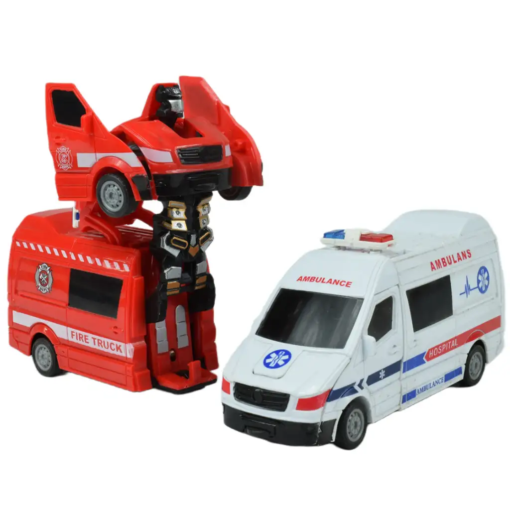 Ambulance: Robottá alakuló mentőautó kétféle változatban 13cm kép 1