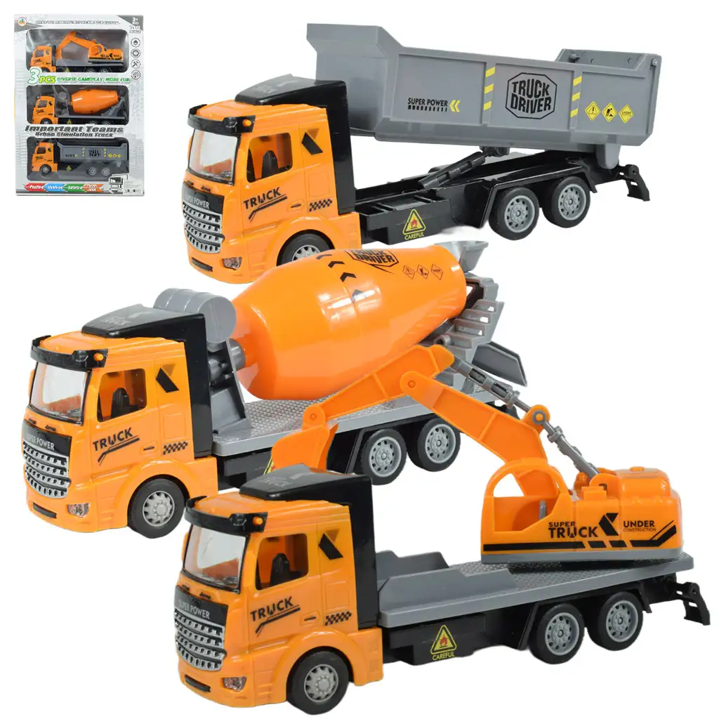 Truck Driver: Lendkerekes építőipari teherautó 3 db-os szett 19cm kép 1