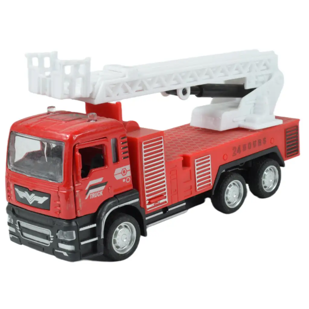 Fire Truck: Hátrahúzós tűzoltó teherautó kétféle változatban 14cm kép 5