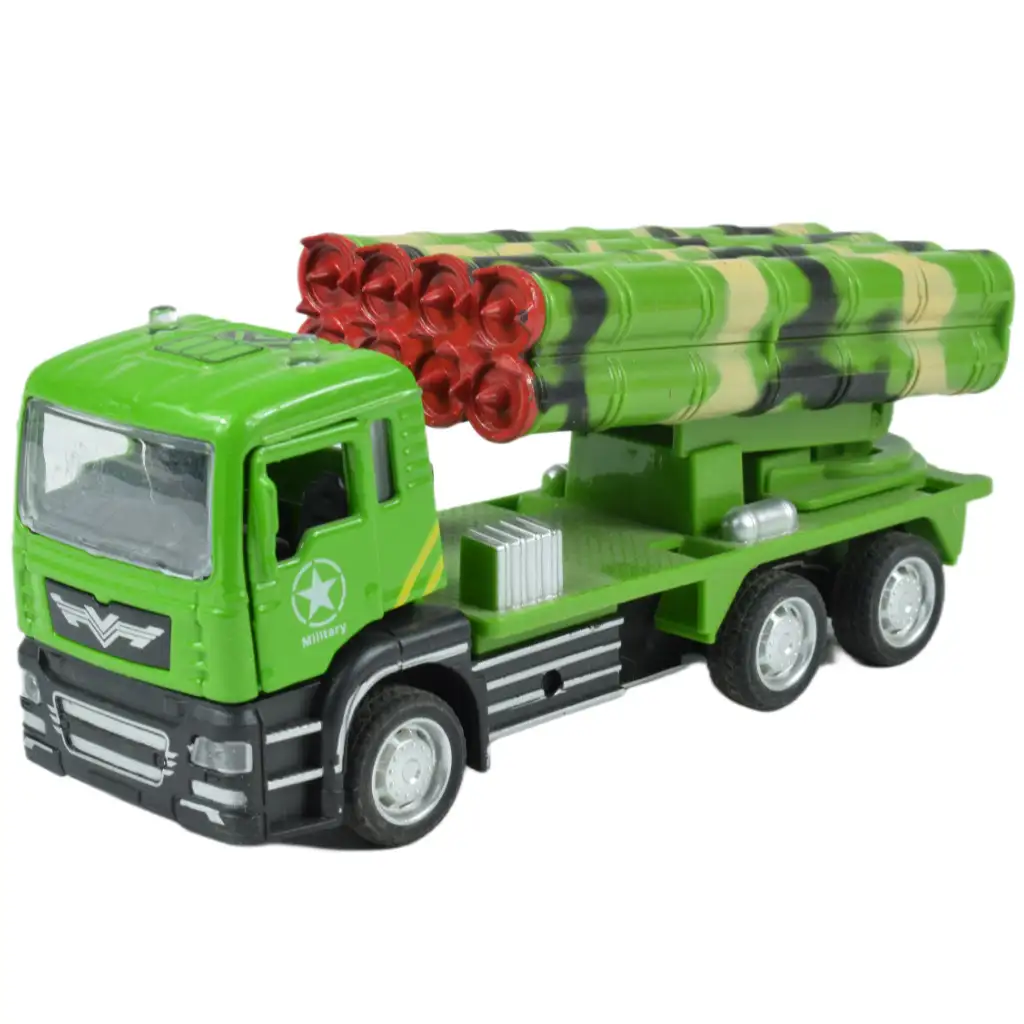 Military Truck: Hátrahúzós katonai teherautó rakétával kétféle változatban 14cm kép 5