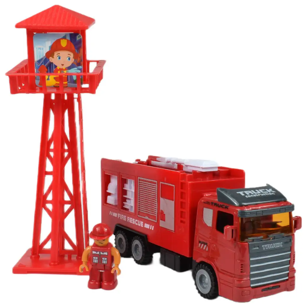 Fire Brigade: Tűzoltóállomás szett őrtoronnyal, autóval és kiegészítőkkel kép 2