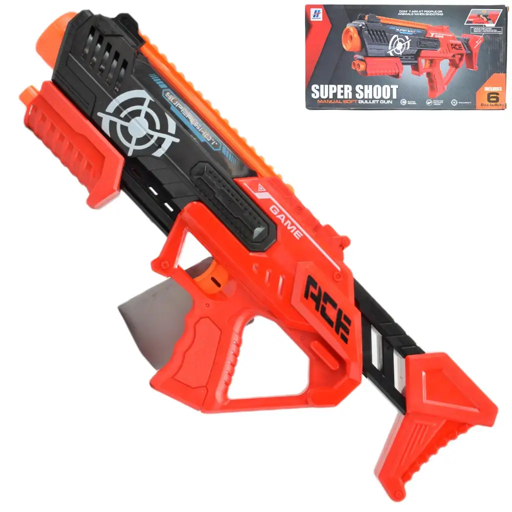 Super Shoot: Manuális szivacslövő fegyver töltényekkel 47cm kép 1