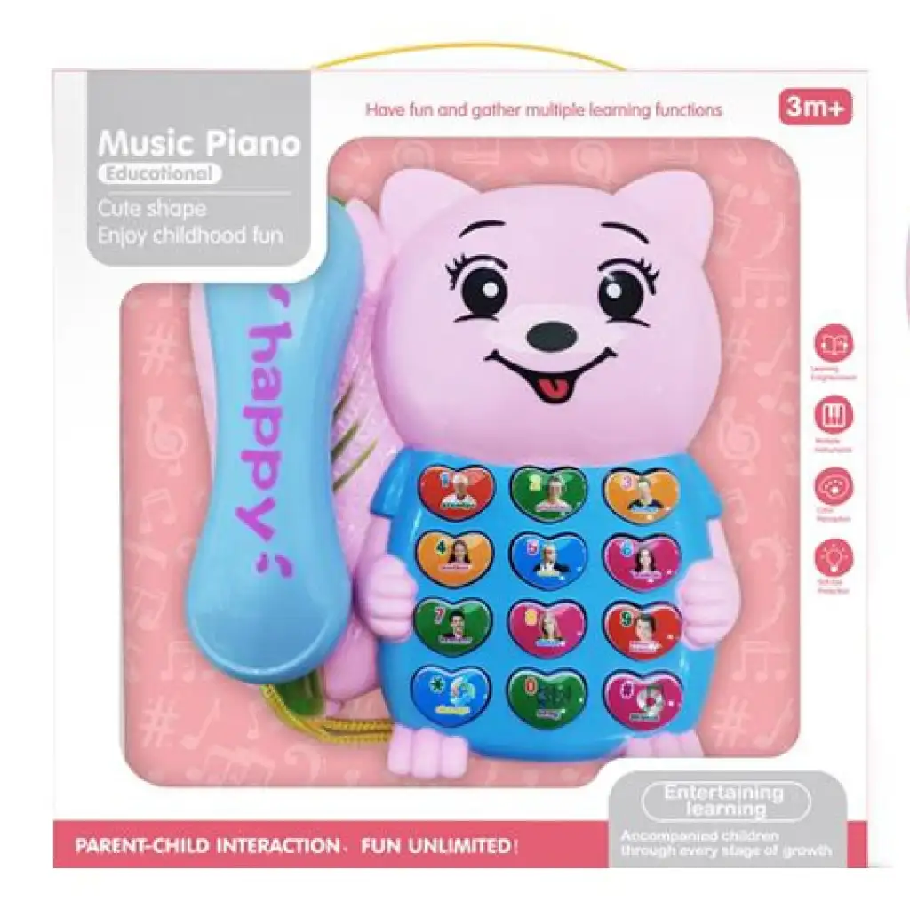 Rózsaszín macis telefon fénnyel és hanggal kép 1