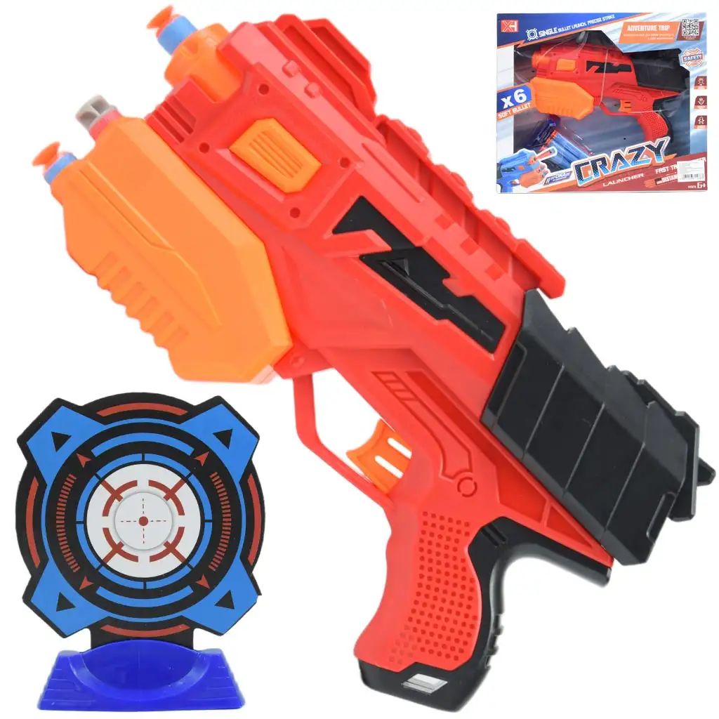 Crazy Launcher: Manuális szivacslövő szett céltáblával és lövedékkel 24cm kép 1