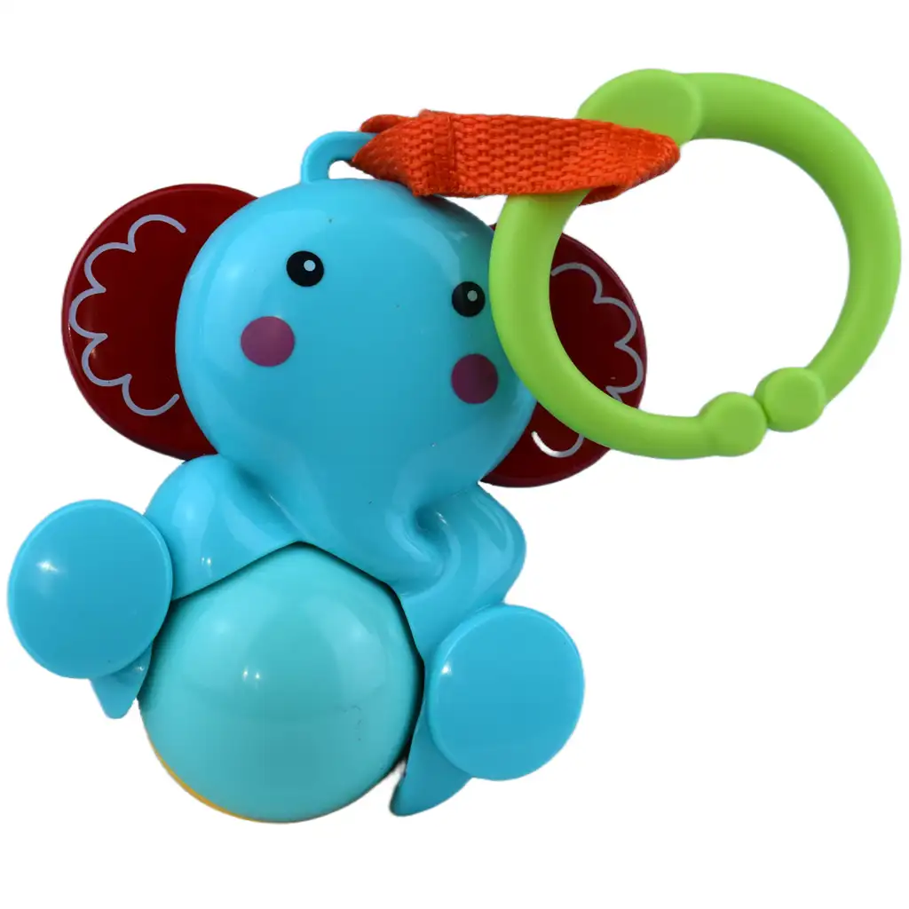 Sun Baby: Vidám elefánt BPA mentes bébi csörgő, forgó gömbbel kép 3
