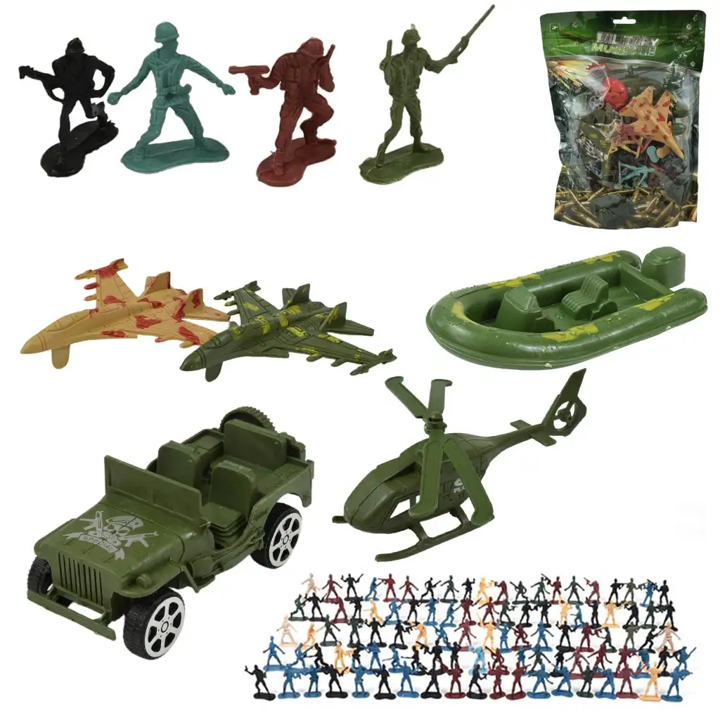 Military Set: Nagy katonai játékszett járművekkel és katona figurákkal kép 1