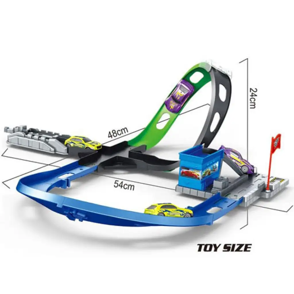 Track Racing versenypálya hurokkanyarral kisautóval kép 2