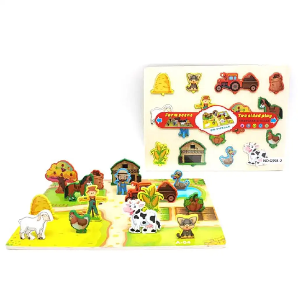A farm állatai fa kétoldalú forma puzzle kép 1