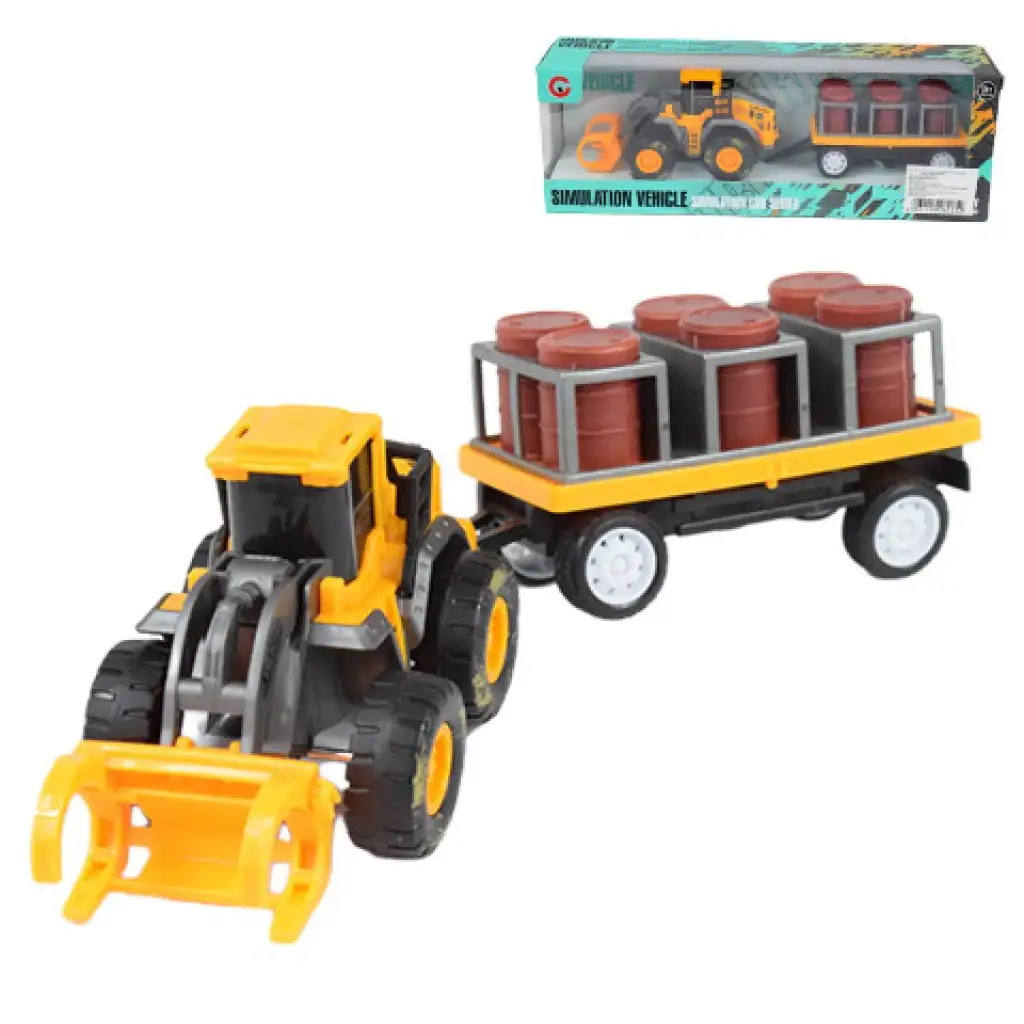 Engineering Truck: Traktor olajoshordókkal és utánfutóval 24cm kép 1