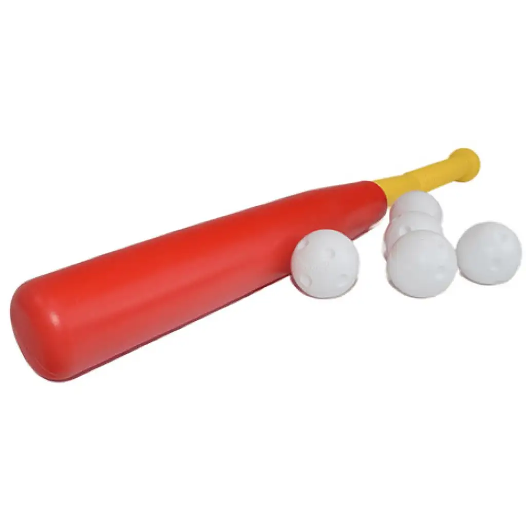 Piros műanyag baseball ütő szett labdákkal 56cm kép 3