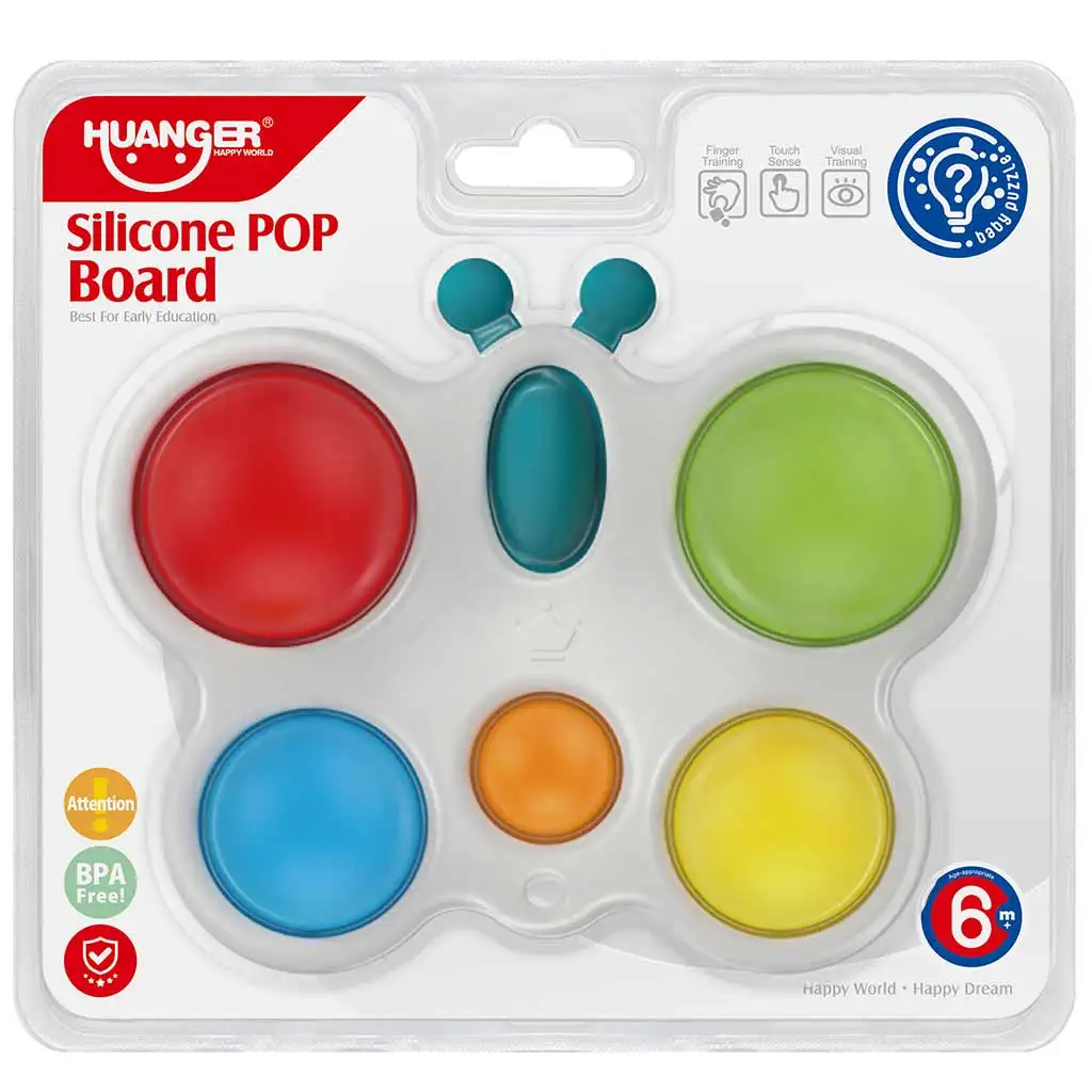 Happy World: Pop it! Nyugtató pillangó pajti készségfejlesztő bébijáték kép 1