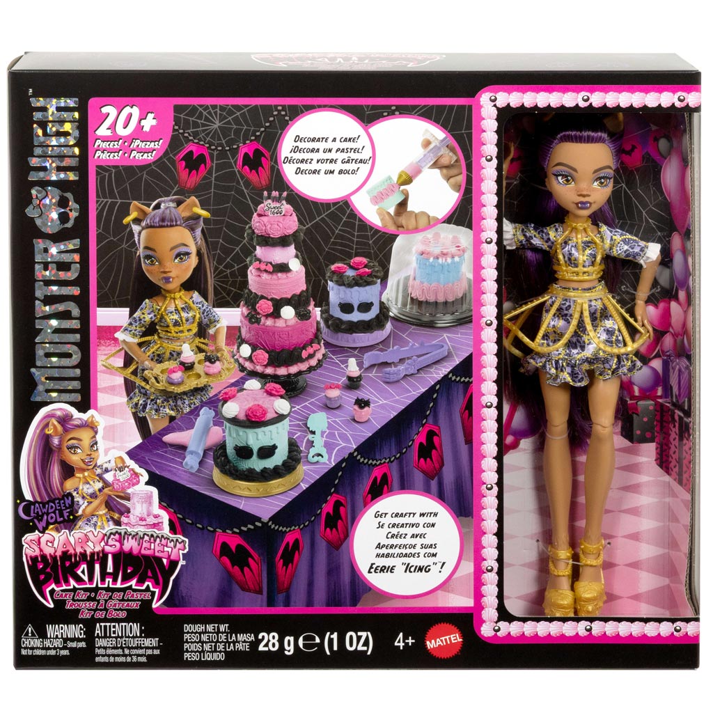 Monster High: Scary Sweet Birthday – Clawdeen Wolf baba tortadíszítő játékszett - Mattel kép 1