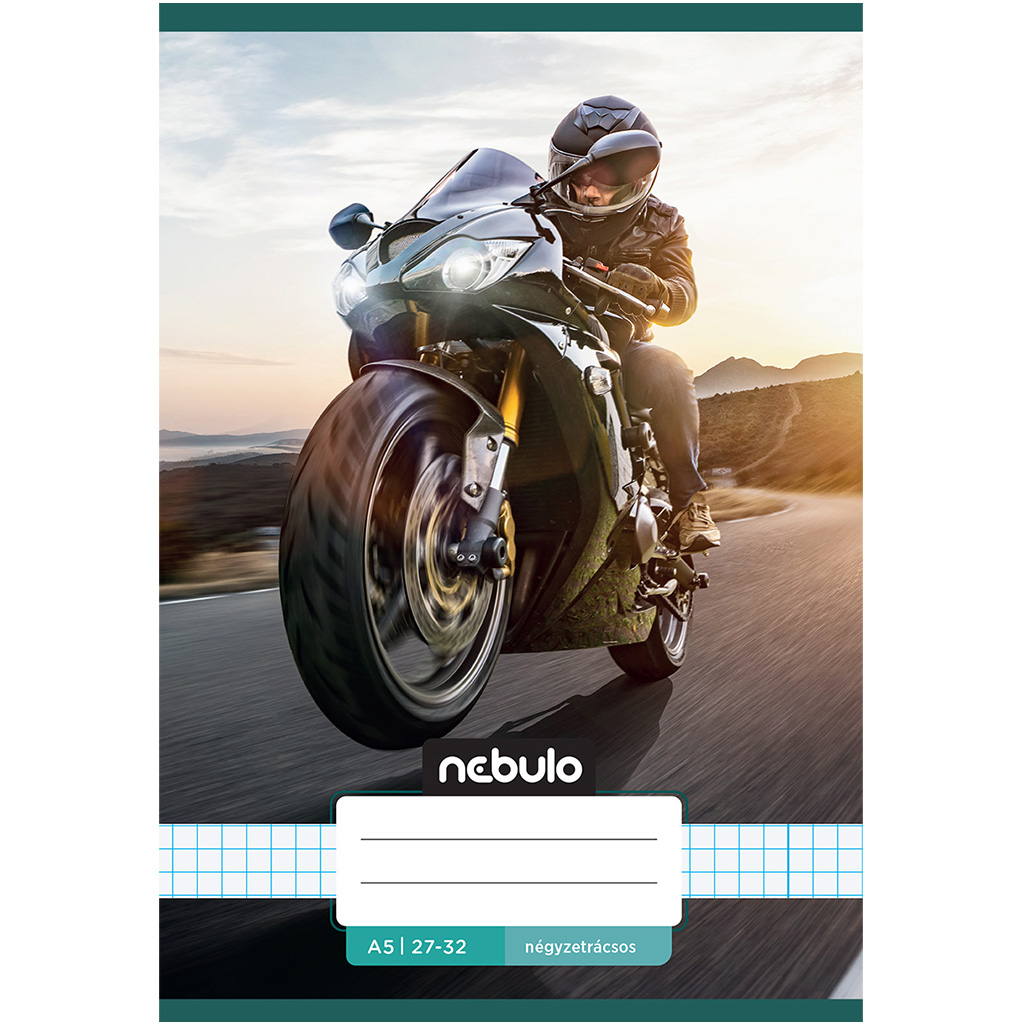 Nebulo: Tűzött versenymotor mintás kockás füzet 27-32 A/5 kép 1