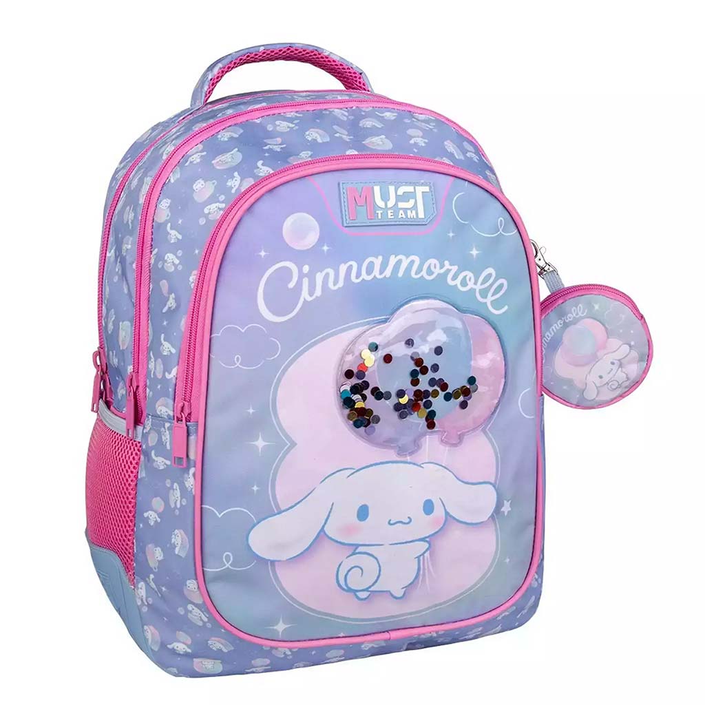 Luna: Must Team Cinnamoroll balloons lekerekített 3 rekeszes iskolatáska, hátizsák 32x18x43cm kép 1