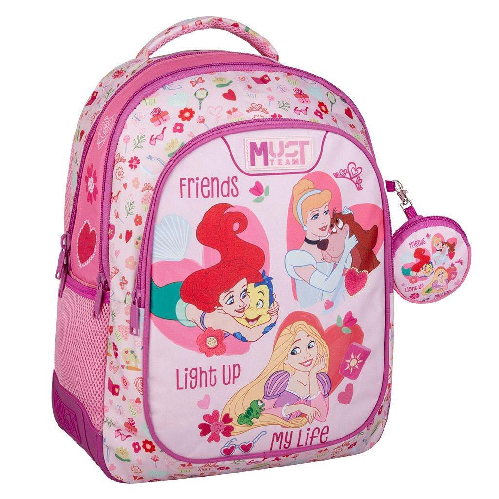 Luna: Must Team Disney hercegnős lekerekített 3 rekeszes iskolatáska, hátizsák 32x18x43cm kép 1