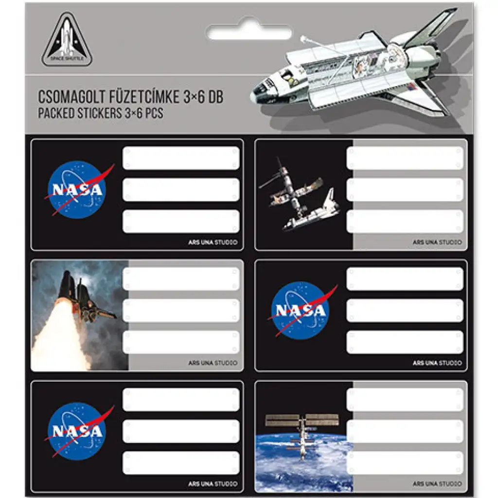 Ars Una: NASA csomagolt füzetcímke 3x6db-os kép 1