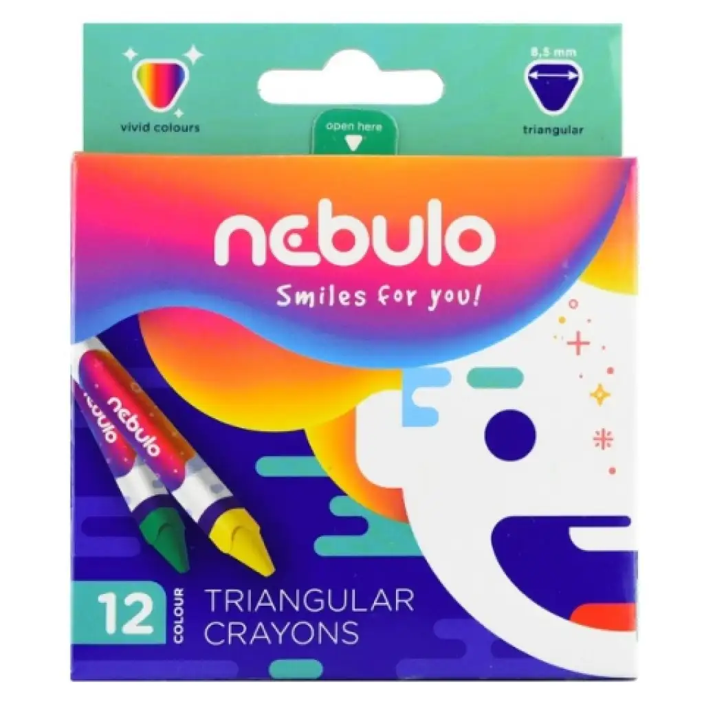 Nebulo: Színes háromszög alakú zsírkréta szett 12db-os kép 1
