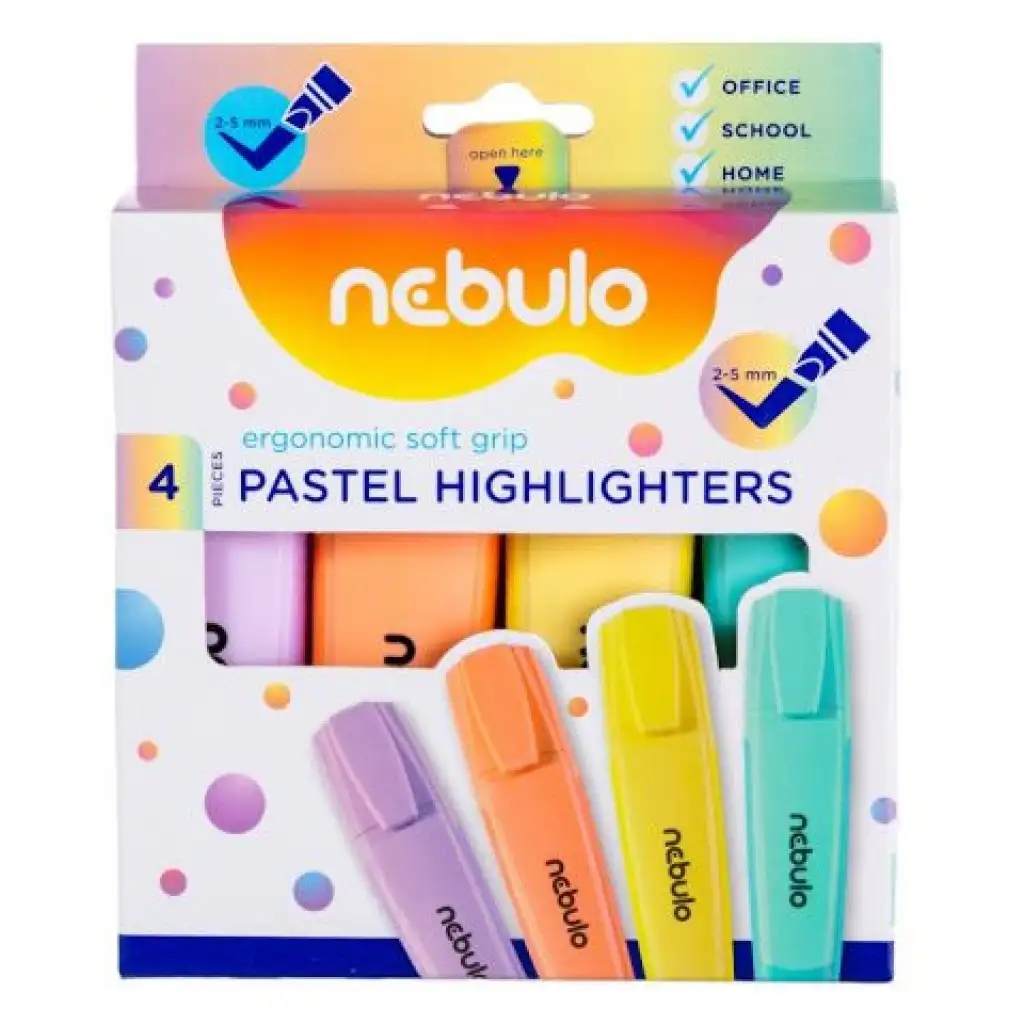 Nebulo: Pasztell színű szövegkiemelő készlet 4db-os szett kép 1