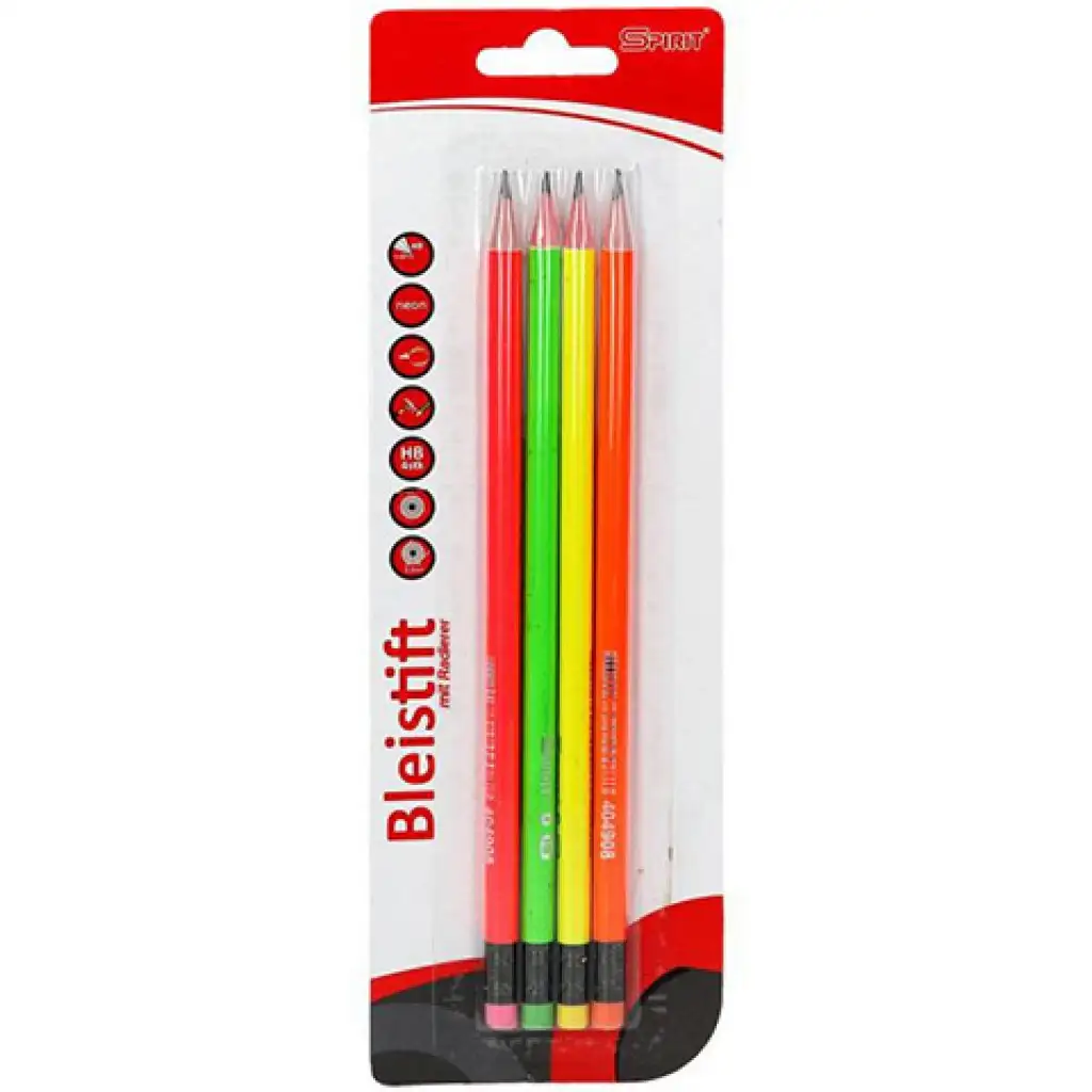 Spirit: Fluo grafit ceruza radírral 4db-os szett kép 1