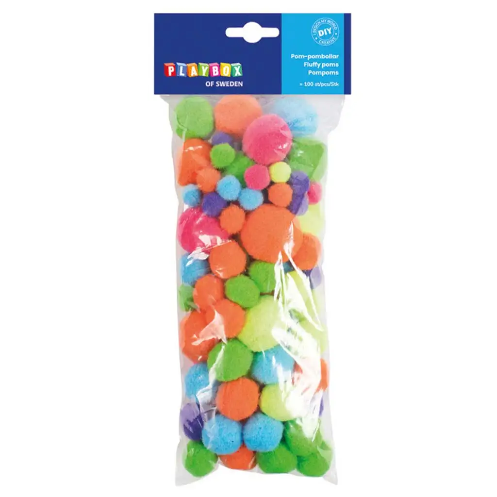PlayBox: Pompon neon színekben 100db 15-35mm kép 1