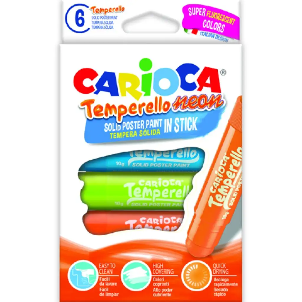 Neon tempera stick 6db-os szett - Carioca kép 1