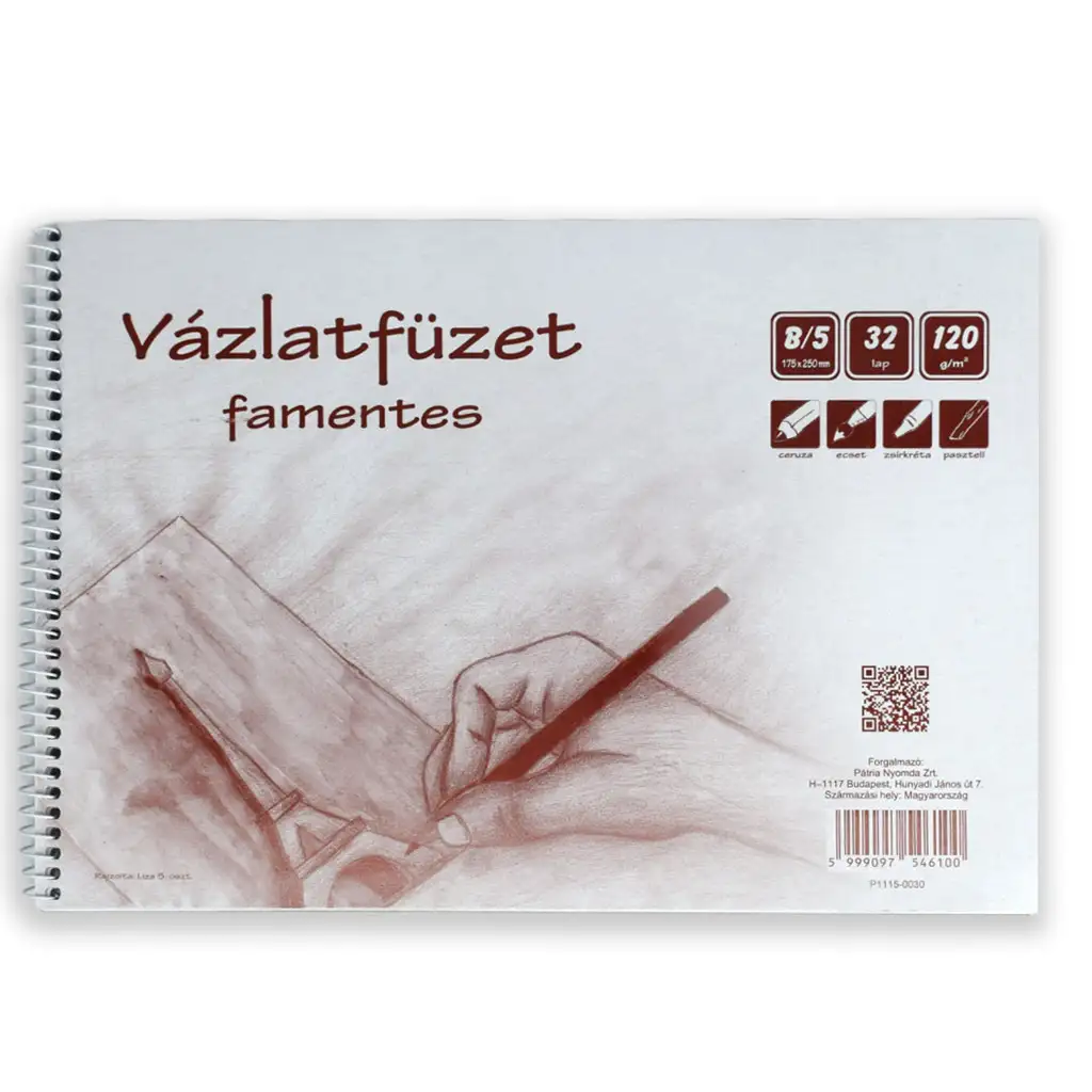 Famentes spirálos vázlatfüzet B/5 32 lapos, 120g kép 1