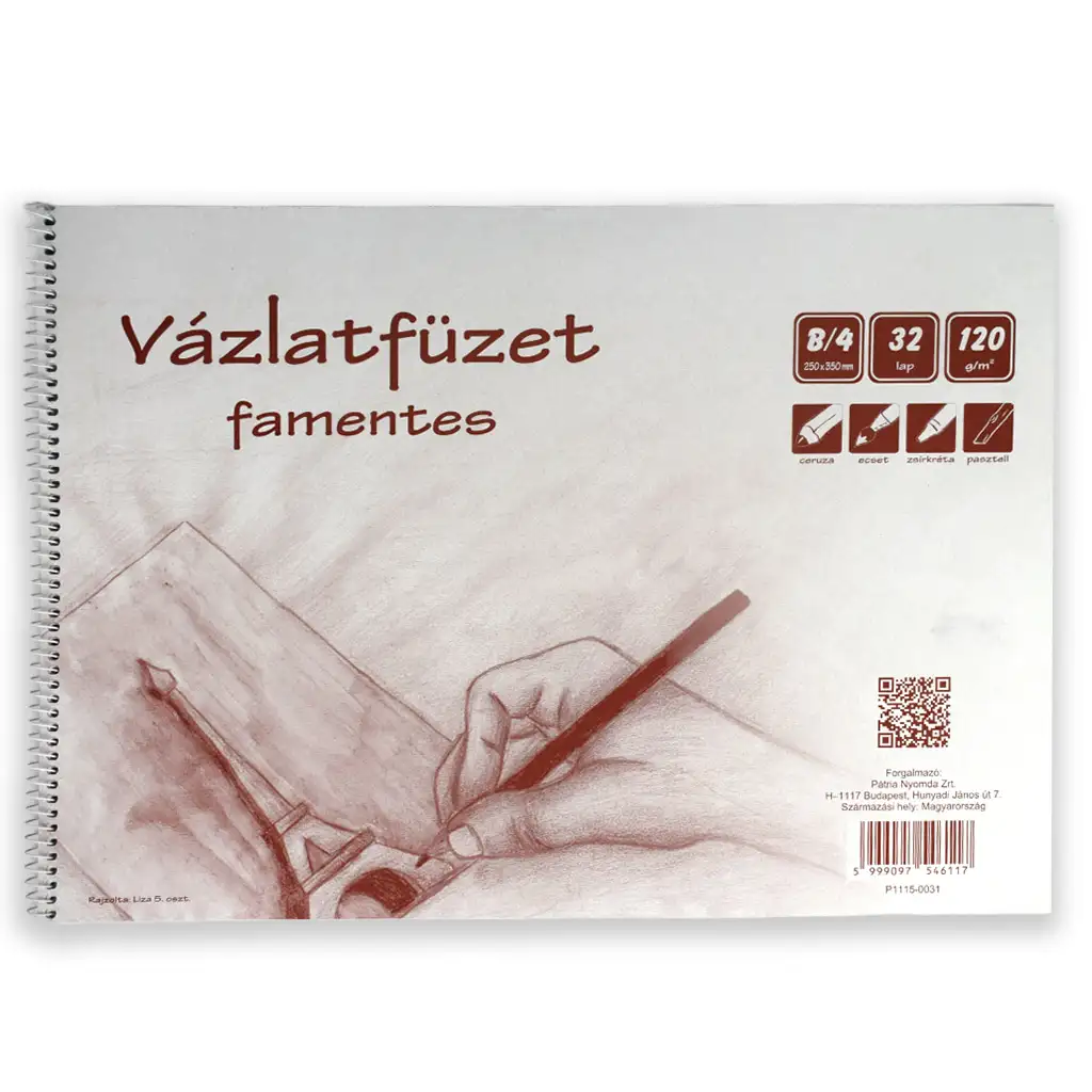 Famentes spirálos vázlatfüzet B/4 32 lapos, 120g kép 1