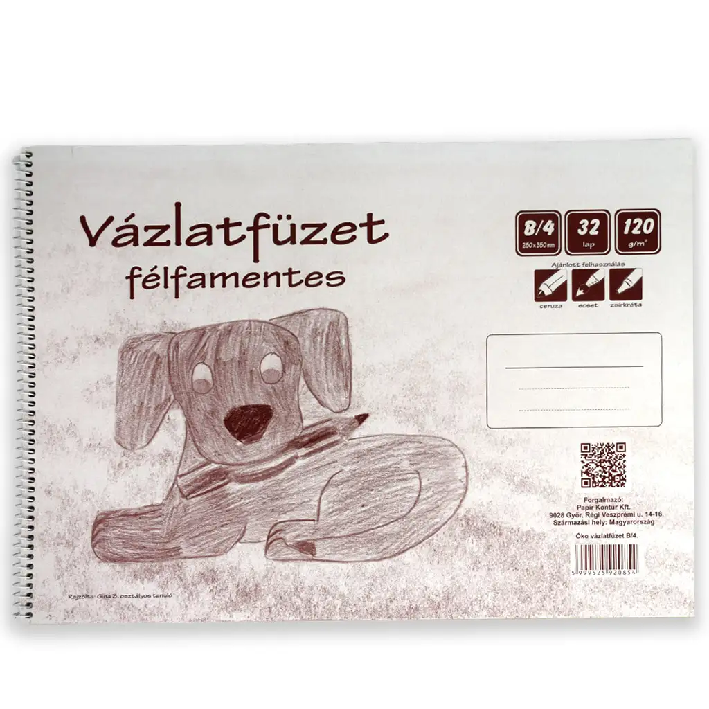 Félfamentes spirálos vázlatfüzet B/4 32 lapos, 120g kép 1