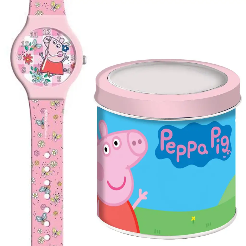 Luna: Peppa malac rózsaszín analóg karóra fém díszdobozban kép 1