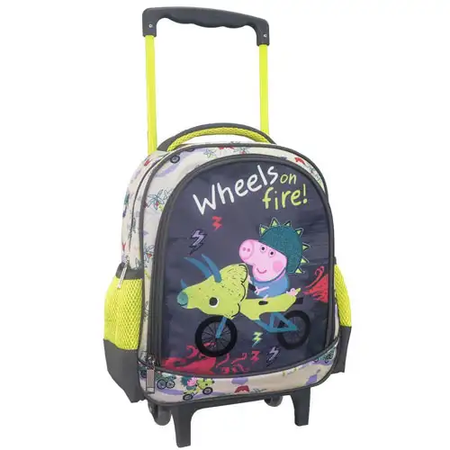 Peppa malac Wheels on fire gurulós ovis hátizsák 27x10x31cm kép 1