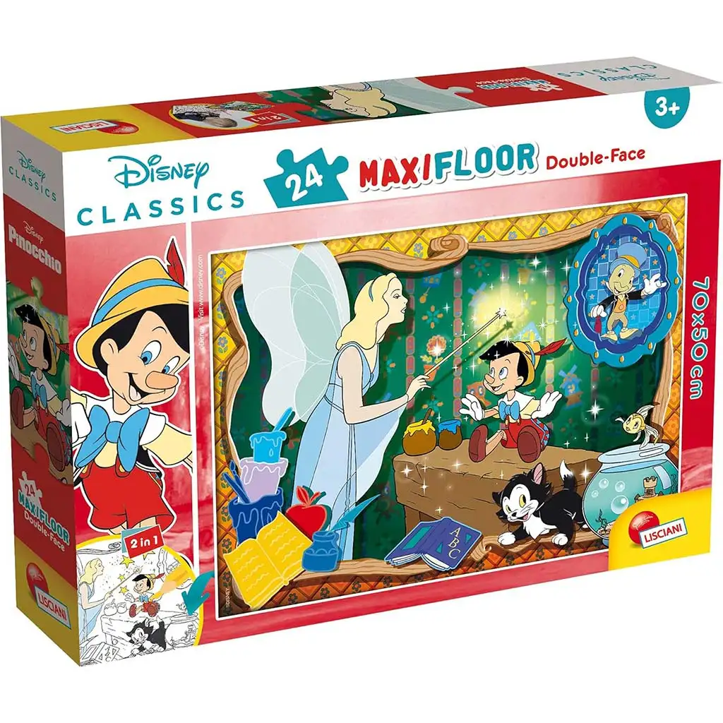 Disney Pinokkió 2 az 1-ben maxi 24db-os puzzle és színező 70x50cm - Lisciani kép 1