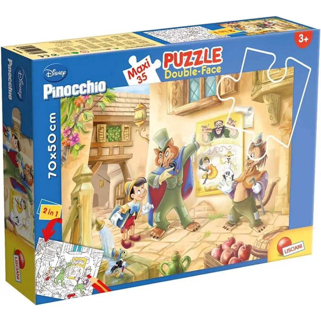 Disney Pinokkió 2 az 1-ben maxi 35db-os puzzle és színező 70x50cm - Lisciani kép 1