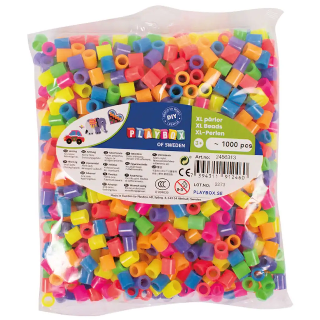 PlayBox: 9mm-es XL MAXI neon színű vasalható gyöngyök 1000db-os csomag kép 1