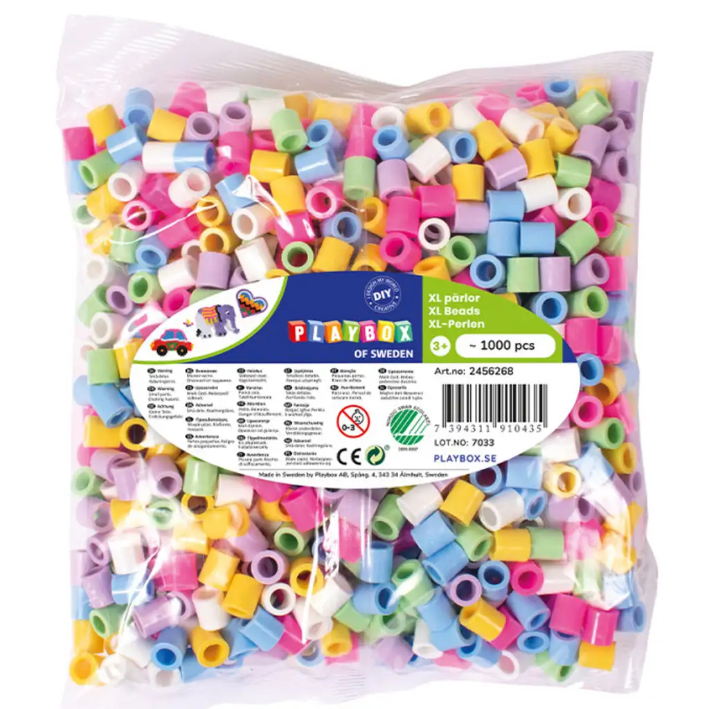 PlayBox: 9mm-es XL MAXI pasztell színű vasalható gyöngyök 1000db-os csomag kép 1