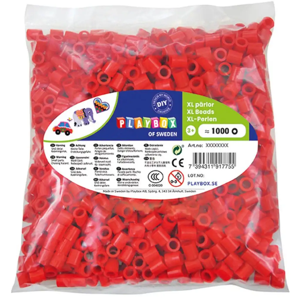 PlayBox: 9mm-es XL MAXI vasalható gyöngy 1000db-os csomag piros színben kép 1