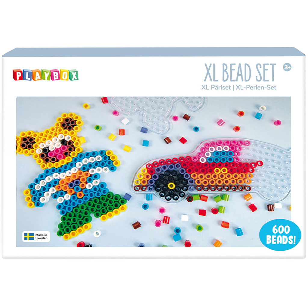 PlayBox: XL 9mm-es MIDI vasalható gyöngykészlet 600db-os - Autó és medve kép 1