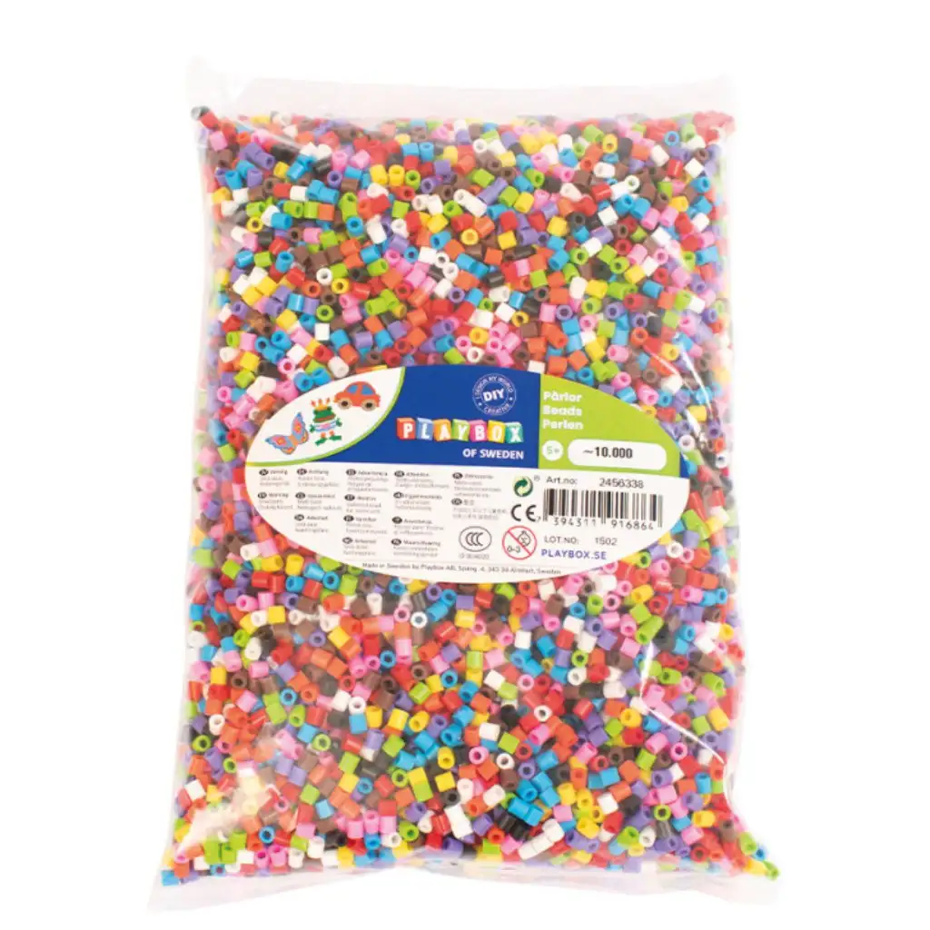 PlayBox: 5mm-es MIDI vasalható gyöngy 10000db-os színes mix 10-féle színnel kép 1