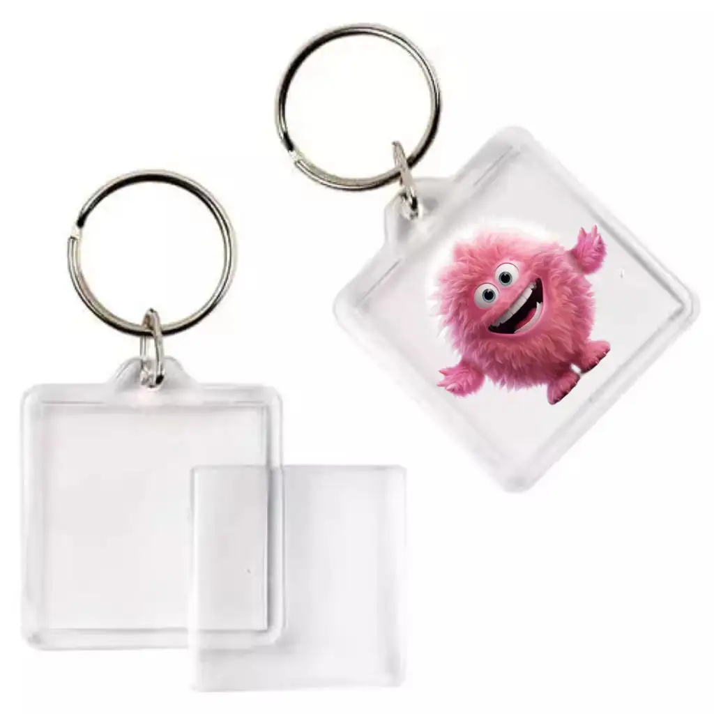 PlayBox: Átlátszó négyszögletes kulcstartó 4x4cm 1db kép 1