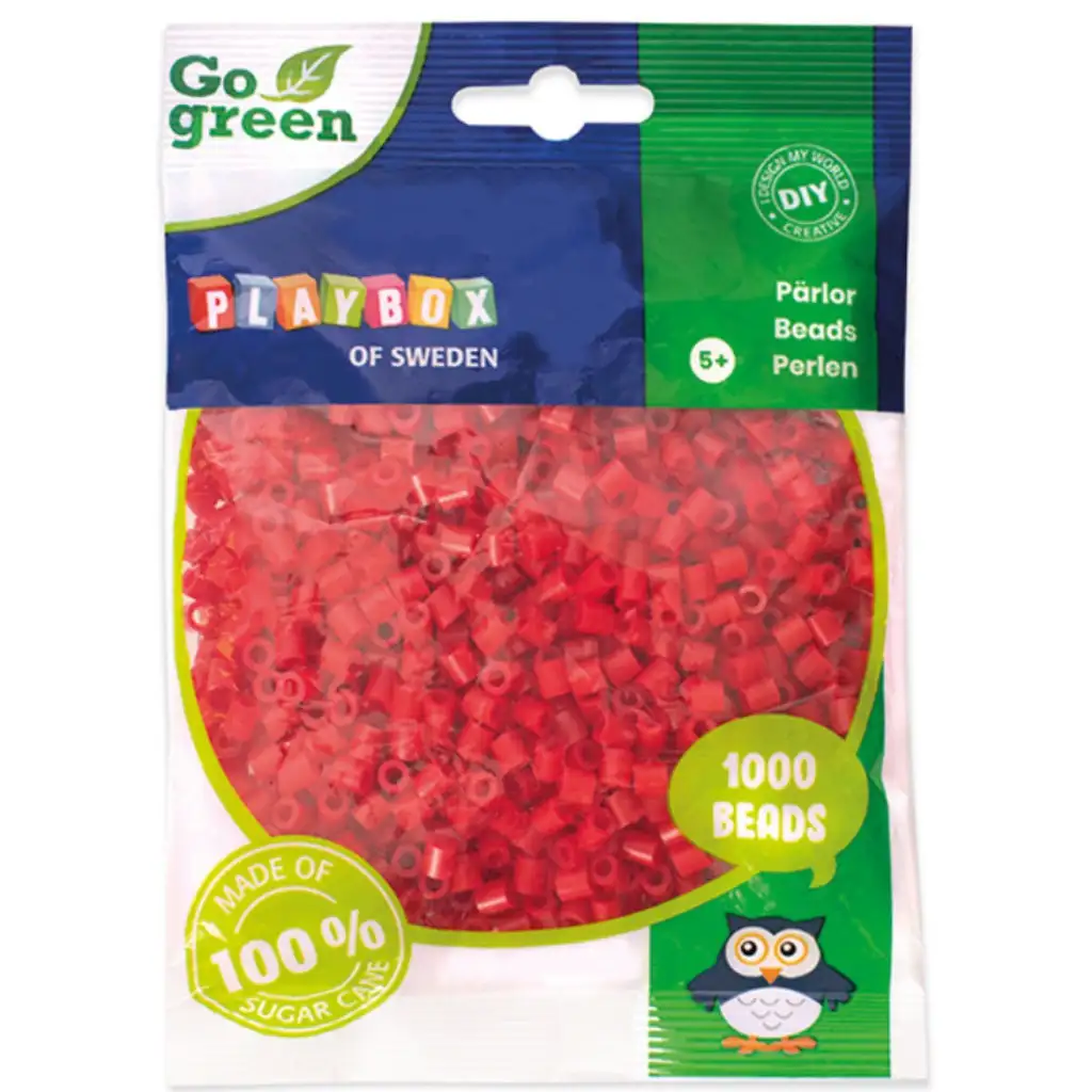 PlayBox: Go Green 5mm-es MIDI vasalható gyöngy 1000db-os piros színben kép 1