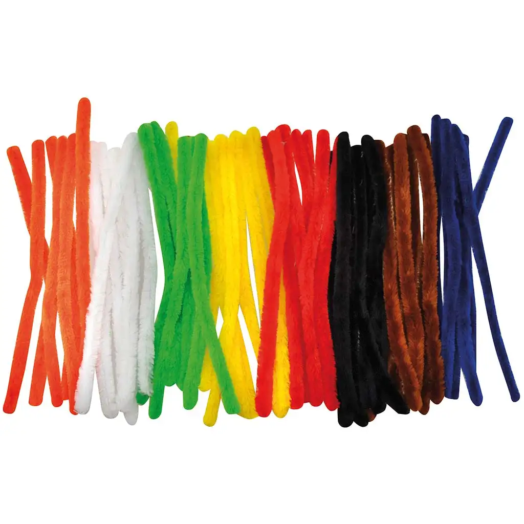 PlayBox: Színes zsenília szálak alap színek 1,6x28cm 50db-os csomag kép 1