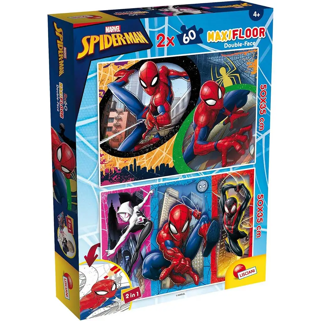 Pókember 2 az 1-ben maxi 2x60db-os puzzle és színező 50x35cm - Lisciani kép 1