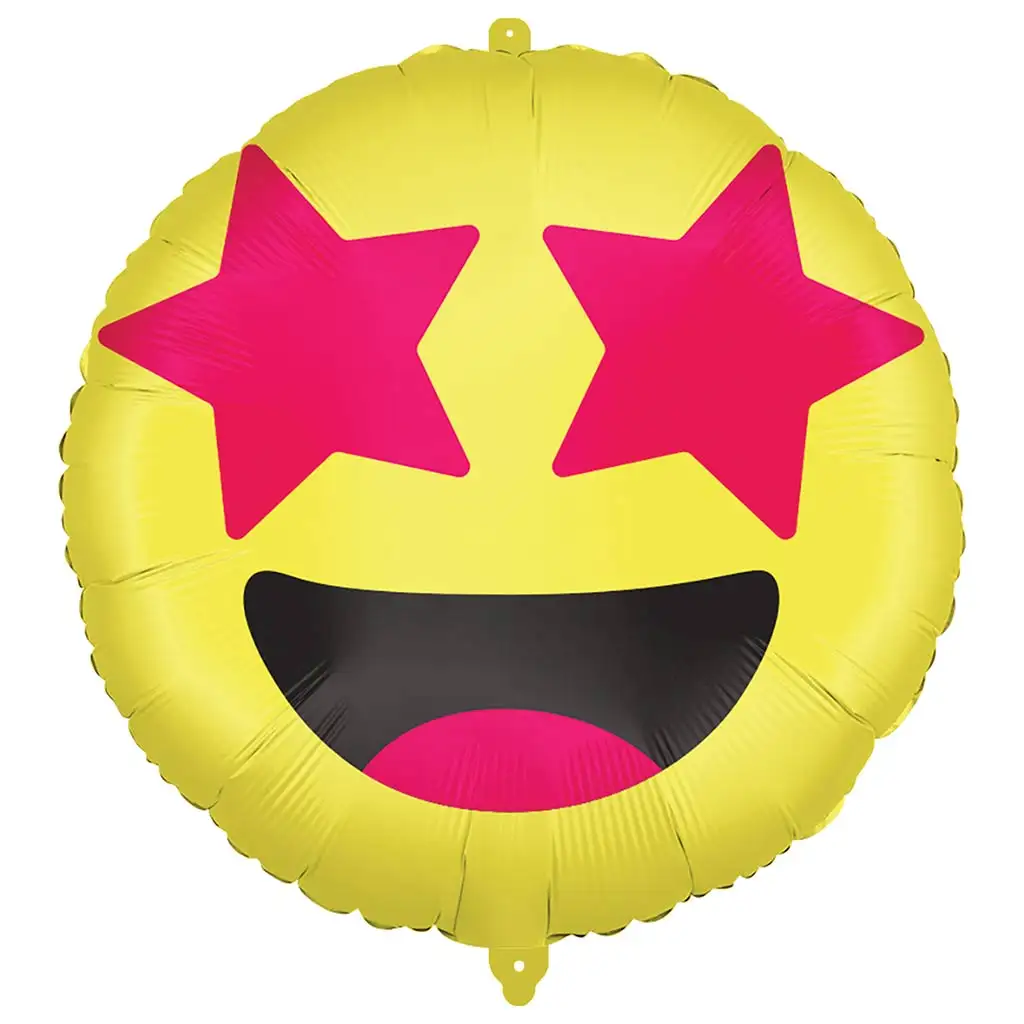 Emoji fólia lufi – Csillagos szemű mosolygós arc 46cm kép 1