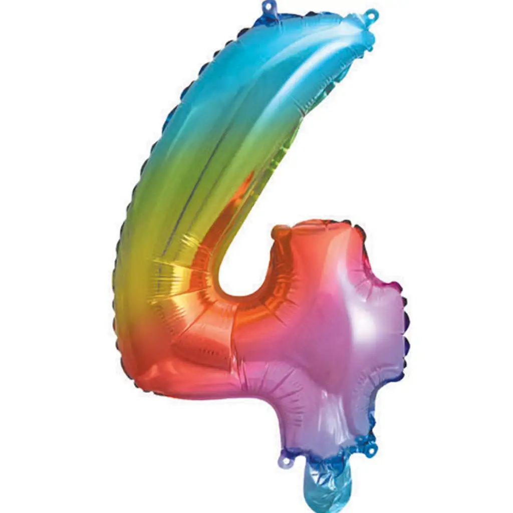 Számos fólia lufi metál szivárvány színben – 4-es szám 34cm kép 1