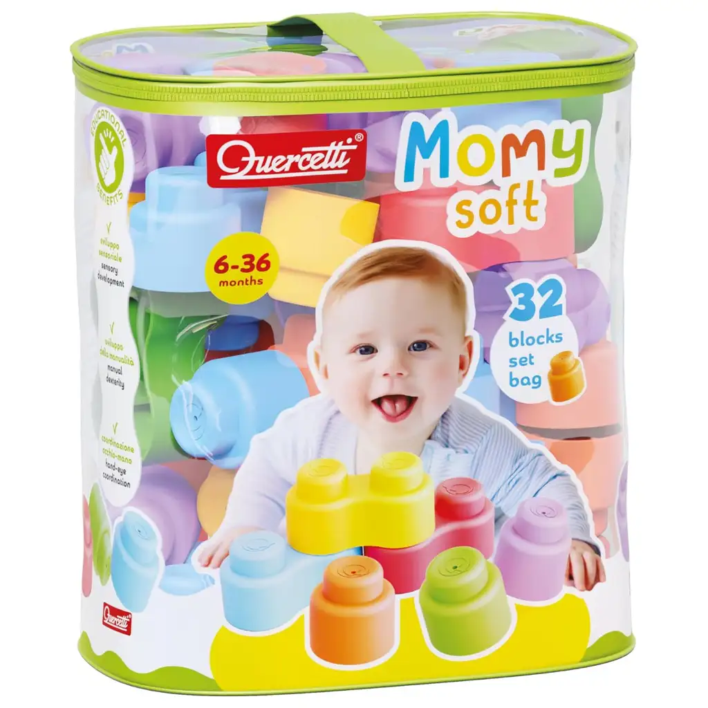 Quercetti: Momy Soft 32 db-os puha építőkocka szett kép 1