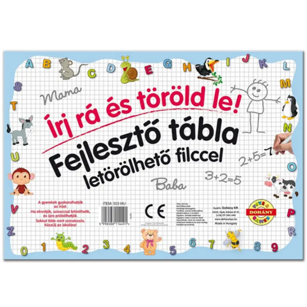 Készségfejlesztő rajztábla letörölhető filccel: Számok - D-Toys kép 2