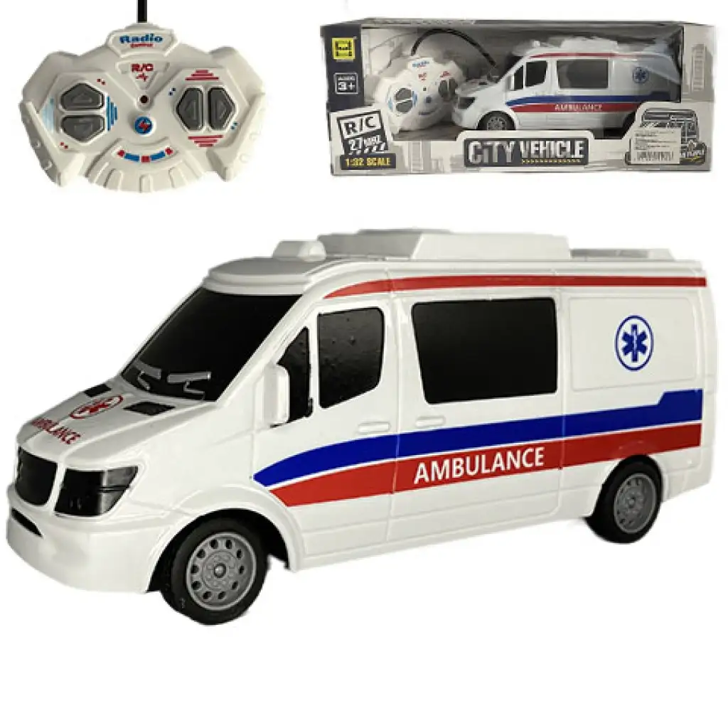 RC Távirányítós mentőautó fénnyel 27MHz 1/32-es méretarány 25cm kép 1