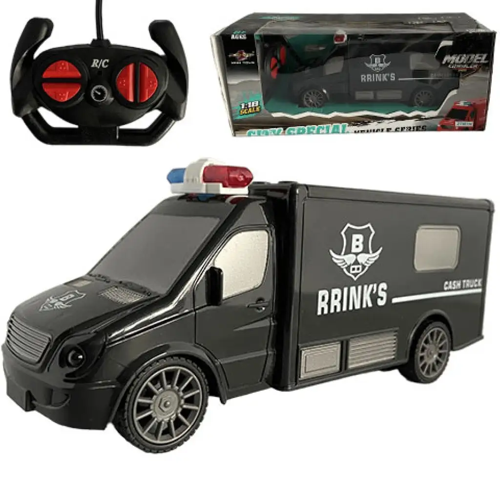 RC Távirányítós pénzszállító kisbusz fény és hang effektekkel 1:18-as méretarány 20cm kép 1