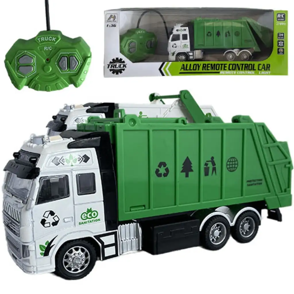 RC Távirányítós hulladék vagy konténer szállító teherautó fénnyel 27MHz 1/36 20cm kétféle változatban kép 5